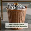 2 Pack Wicker Trash Can, 3.8 Gallon Wicker Wastebasket Set, PP Rattan Trash Basket, Woven Bathroom Trash Can for Bathroom Bedroom Office, Waterproof Decorative Waste Basket, Boho Farmhouse Decor