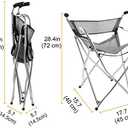 Walking Stick Chair Seat - Folding Camping Cane Portable Stool Heavy Duty Aids for Seniors (L Size Grey) (L Site(Height under 180cm))