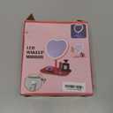 Vanity Mirror, Heart-Shaped Makeup Mirror with Three-Level Dimming and LED Lights for Girls and Students (Pink)