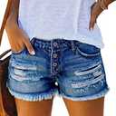 MIFOCAL Women's Ripped Denim Jean Shorts Mid Rise Summer Hot Raw Hem Casual Shorts, Small