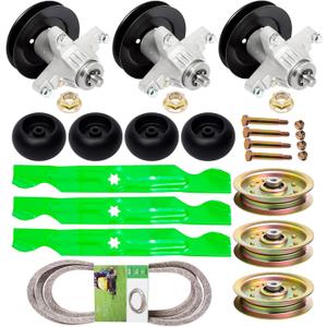 50" Mower Deck Kit for Cub Ca det RZT50 LT1050 Troy Bi lt Mustang 50 Includes 3 Spindle 918-04125c 918-04126 618-04126 3 Blade 742-04053 3 Idler 756-04129 4 Deck Wh EEL 753-04856 1 Be lt 754-04044
