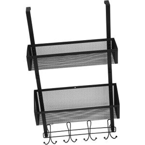 Unomor Door Hanging Organizer with Hooks Multi-Layer Mesh Storage Basket for Kitchen Bathroom and Bedroom Over Door Bathroom Storage Solution