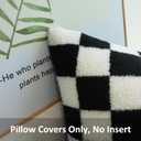 JOJUSIS Decorative Throw Pillow Covers Luxury Style Checkerboard Pattern Cushion Case Super Soft Faux Fur Wool Pillowcases for Couch Bedroom Pack of 2 (Black, 18 x 18-Inch)