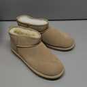 EVELLYHOOTD Genuine Suede Ankle Snow Boots for Women Men-Water Resistant Warm Flat Padded Winter Fuzzy Mini Boots with Cozy Faux Fur Lining (6.5, Mustard Seed)