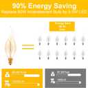 SCOMX E12 Edison Vintage Equivalent Energy Incandescent Chandelier 40W 110-130V, 280 Lumen Bent Flame Tip Bulb with Candelabra Base Home Light Fixtures Decorative, Dimmable 8-Pack
