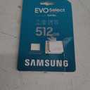Samsung EVO Select microSDMemory Card + Adapter, 512GB microSDXC, Up-to 160 MB/s, 4K UHD, UHS-I, C10, U3, V30, A2, for Mobile Phone, Smartphones, Nintendo-Switch, and Tablets (MB-ME512SA/AM)