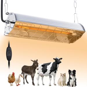 600W Hanging Heater for Poultry Chicken Coop Pet House Livestock Greenhouse, 2 Heating Mode with Adjust Height, 3S Fast Heating