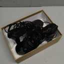 Elisabet Tang Women's Strappy Heeled Sandals, 5 inch Platform Heels Chunky Lace up High Heels Open Toe Party Shoes (7, Black Patent)