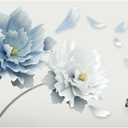 Blue Flower Butterfly Floral Wall Decals DIY Craft Art Decor Wall Stickers Murals,Peel and Stick Removable Waterproof Decorative Decoration,for Living Room TV Background Kids Gilrs Rooms Bedroom (Picture show)