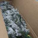 7 FT Pre-Lit Slim Christmas Tree Flocked Decoration with Pine Needles & Lights