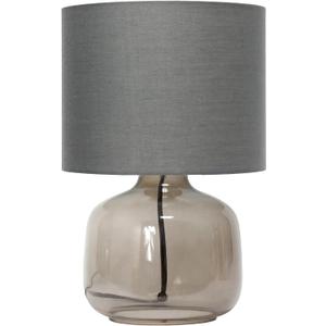 Simple Designs LT2064-SMG Smoke Gray Glass Table Lamp with Gray Fabric Shade