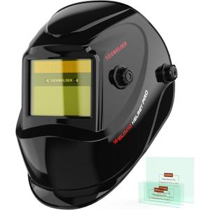 YESWELDER True Color Solar Powered Auto Darkening Welding Helmet, Wide Shade 3.5/9-13 for TIG MIG ARC Grind Welding Hood Helmet