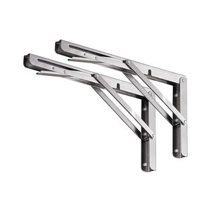 YUMORE Folding Shelf Brackets 16 Inch, Max Load: 330lb Heavy Duty Stainless Steel Collapsible Shelf Bracket for Table Work Bench, Space Saving DIY Bracket, Pack of 2