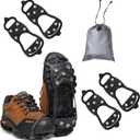 LACE INN 2 Pair Universal Non Slip Gripper Spikes for Shoes, Durable Ice Snow Grips Traction Cleats with 8 Steel Studs Crampon for Walking On Snow and Ice (Large)