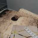 4Pcs Brown Gradient Shower Curtain Set, Modern Geometric Shower Curtain Set Golden Cubic Lines Bathroom Set Texture Art Bath Accessories with Mats