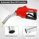 1" NPT Auto Fuel Nozzle, Auto Shut Off Fuel Nozzle with 3-speed Padlock, Spout 1" for Gasoline, Diesel, Biodiesel and Kerosene, Red