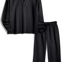 Women's Carmel Tracksuit 2 Piece Set - Patrick Pullover Sweatshirt & Catherine Sweatpants - Casual Lounge Set (Black), XS