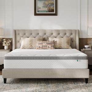 Novilla King Mattress, 12 Inch Hybrid Mattress King with Comfort Foam, Innerspring Pillow Top Mattresses in a Box, King Size Mattresses for Pressure & Pain Relief, Soft Feel but Supportive
