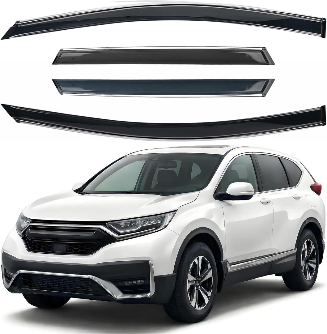 Rain Guards Window Visors 4Pcs Chrome for Honda CR-V 2017-2022 | Cars Vent Deflector Car Accessories Shatterproof Out-Channel Window Deflectors