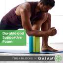 Gaiam Yoga Block - Supportive Latex-Free Eva Foam - Soft Non-Slip Surface with Beveled Edges for Yoga, Pilates, Meditation - Yoga Accessories for Stability, Balance, Deepen Stretches (2-Pack Lagoon)