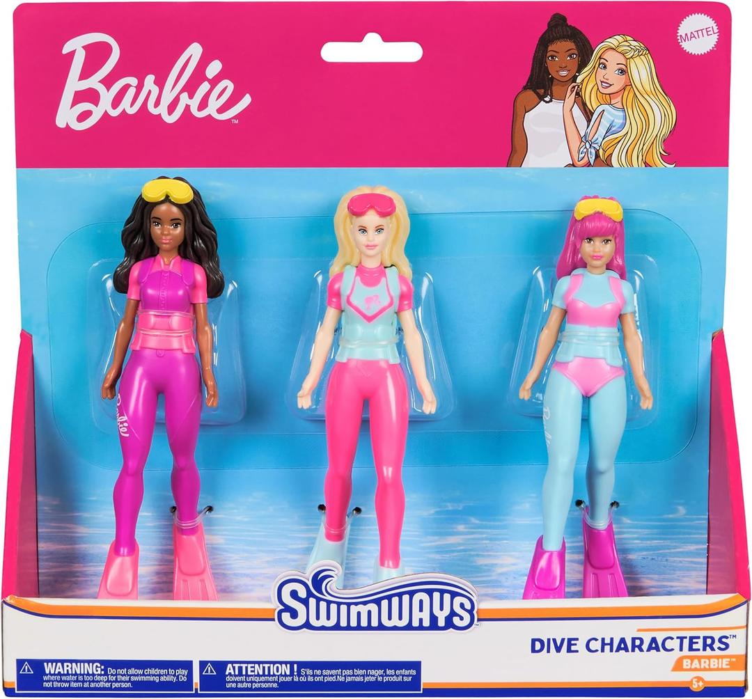 SwimWays Barbie Dive Characters 3-Pack, Swimming Pool Accessories & Kids Pool Toys, Pool Party Supplies & Water Toys for Kids Aged 5 & Up