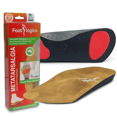 Footlogics 3/4 Length Orthotic Shoe Insoles with Built-in Raise for Ball of Foot Pain, Morton’s Neuroma, Flat Feet - Metatarsalgia (XS (Men's 4-5.5, Women's 5.5-7)