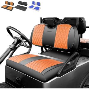 Rosefray Golf Cart Seat Covers for Club Car & EZGO & Yamaha Replace Back/Front seat Cover/Rear Seat Cushions (Brown&Black)