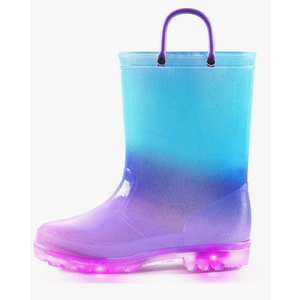 K KomForme Toddler Light Up Rain Boots for Girls Boys Waterproof Rain Boots with Handles Outdoors, 6