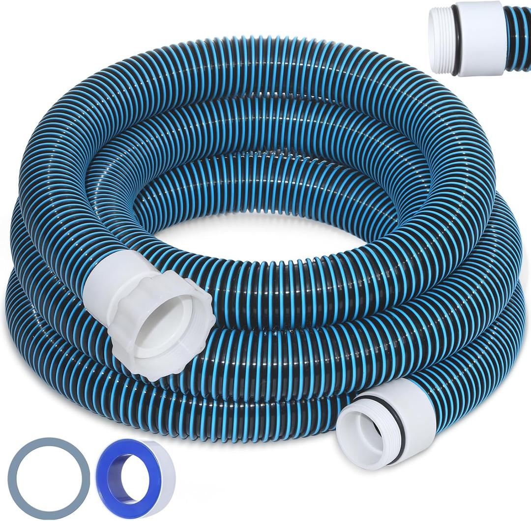 1.5" 15ft EVA Pool Professional Hose with External Male Threads for Above Ground Pools Pump Replacement Hose Pool Supply for Cleaner Kit Heavy Duty Hoses Filter Connection Hoses(Blue)