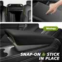 Muslogy Center Console Armrest Cover Fit for Tesla Model Y Juniper 2026+ / Model 3 Highland 2024+ Accessories, Comfort Armrest Pad Console Lid Cushion Vegan Leather Snap-On Black (Hard Cover)
