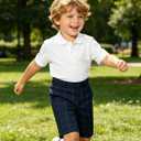 Pink Shorts for Boys Flat Front Dress School Uniform Shorts Casual Travel Hiking Shorts Size 3T (Blue)