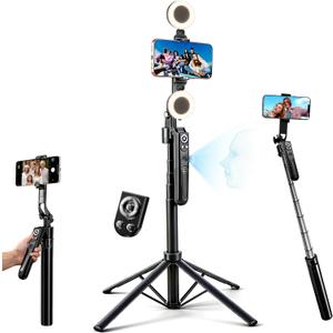 Auto Face Tracking Selfie Stick Tripod for iPhone with Light 360 Rotation That Follows Your Movement 70.9" Camera Tripod Stand with Remote for Content Creator Vlog Live Stream Video Recording