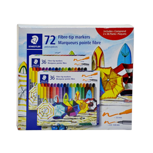Staedtler Fiber Markers, Twin Tip, Assorted Colors, 72/Pack 