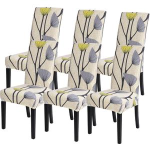 SearchI Dining Room Chair Covers Set of 6, Stretch Printed Parsons Chair Slipcovers Spandex Removable Washable Kitchen Chair Protector Cover for Dining Room, Hotel, Ceremony(Dandelion Pattern)