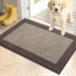 PURRUGS Dirt Trapper Door Mat 20" x 32", Non-Slip/Skid Machine Washable Entryway Rug, Shoes Scraper, Throw Rug, Super Absorbent Area Rug for Muddy Wet Shoes and Paws, Beige & Grayish Brown