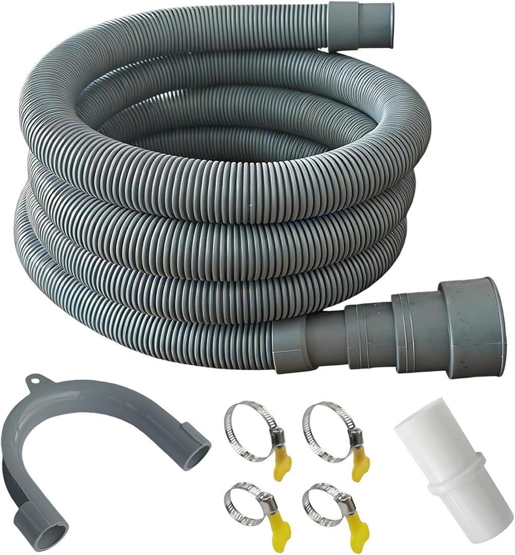 Universal Washing Machine Drain Hose, 3.2ft Flexible Dishwasher Hose Extension Kit for Portable Sink & Dehumidifier with 4 Clamps, 1 Adapter & U-Bend Holder (3.2feet)