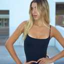 SUUKSESS Women Sexy Square Neck Thong Bodysuit Backless Cami Bodysuit Top, Black Large