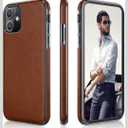 LOHASIC for iPhone 11 case Leather – Slim PU Leather with Electroplated Frame, Anti-Slip Grip, Soft TPU Bumper, Business Luxury iPhone 11 Phone case (6.1”) Protective Case for Men & Women- Brown