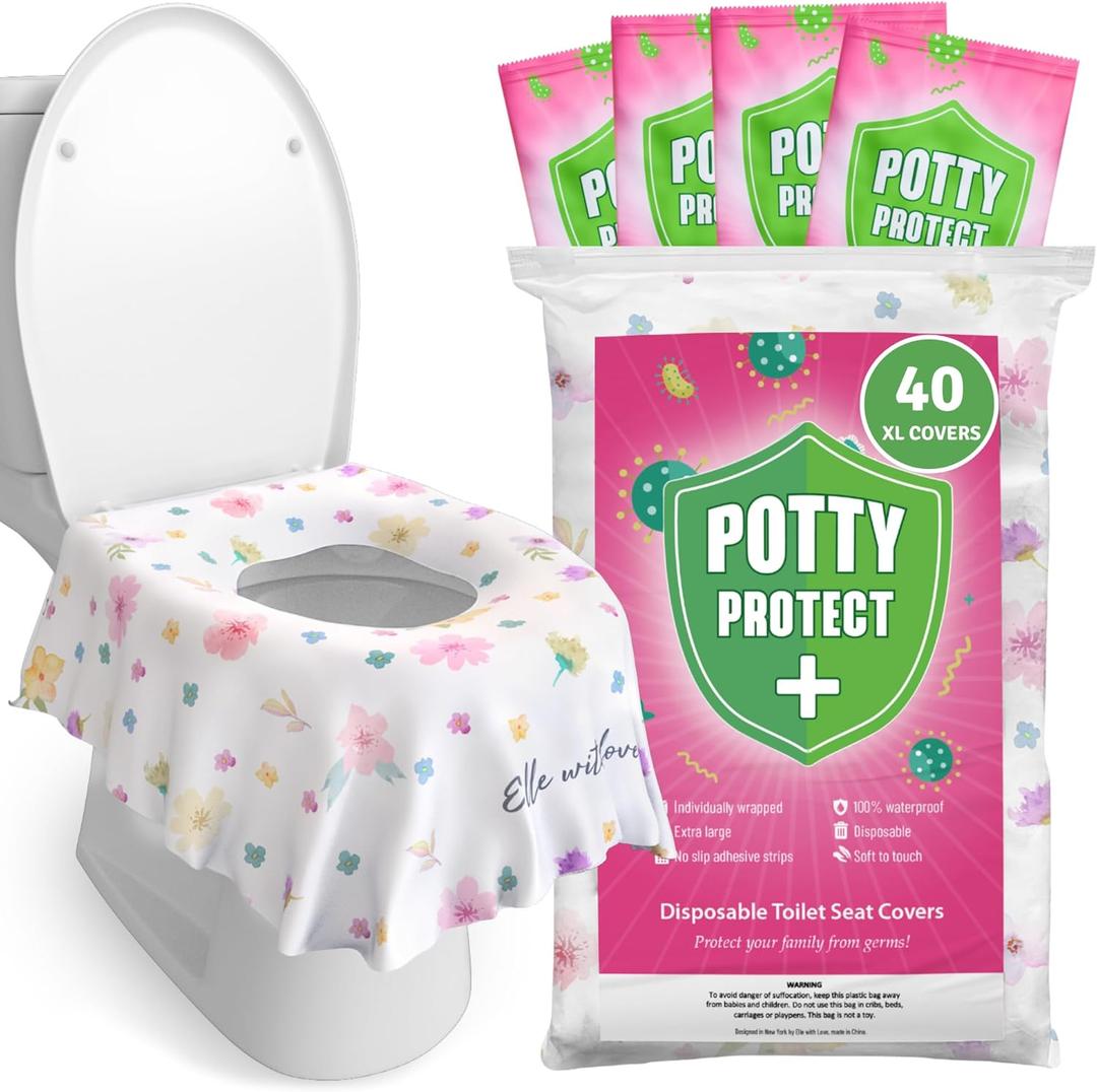 Eli with Love 40 Extra Large Disposable Toilet Seat Cover by Eli with Love  Toddler Toilet Covers for Full Coverage On Toilet or Potty  Ideal Travel Toilet Seat Covers for Kids and Adults (Floral)