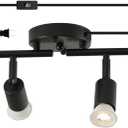 Plug in Track Light Black 4 Light Plug in Ceiling Lighting Fixture with 16.4' Long Cord,4 Way Ceiling Spotlight,Rotatable Wall Mount Light Head,GU10 Bulbs Not Included