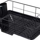 Space-Saving 3-Piece Dish Drainer Rack Set with Cutlery Holder - Maximize Countertop Space, Black