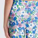 Girls 4'' High Waisted Biker Shorts, Stretchy Athletic Running Workout Shorts for Teen Kids (X-Large, Blue Floral)