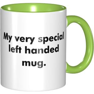 Left Handed Mug With Funny Message For Righty White Coffee Tea Cup Unique Saying Lefty Internal And Handle Green 11Oz Mug