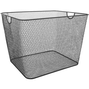 Ybm Home Household Wire Mesh Open Bin Shelf Storage Basket Organizer Black For Kitchen Pantry, Cabinet, Fruits, Vegetables, Pantry Items Toys 15 x 12 x 11.5