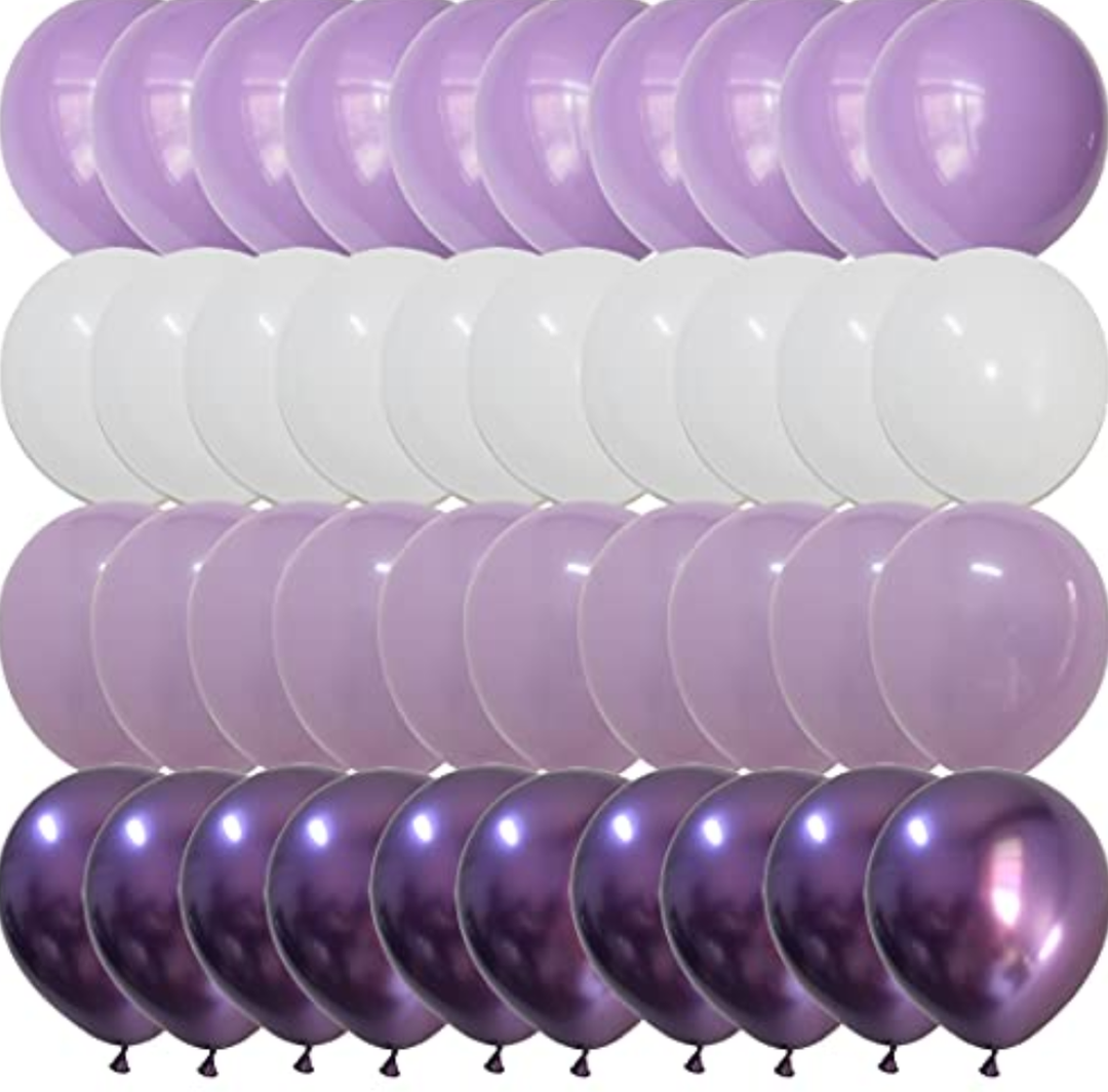 Ruburu White Lavender Purple– Gradient Purple color Balloons for Baby Shower/Birthday/Girl Wedding/Anniversary Party Decorations (Voilet + Light Purple)