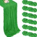 6 Pack Green Cheesecloth Table Runner 10ft Boho Gauze Fabric Cheese Cloth Table Runner 35 x 120 Inch Rustic Sheer Runner for Wedding Decor Baby Shower Party Centerpiece Decoration