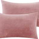 BEDELITE Flannel King Size Pillow Cases Set of 2, Super Soft Fleece Pillowcases with Zipper for Bedroom, Sofa, Couch,Luxury Cozy Fuzzy Velvet Pillow Shams for All Seasons(20x36 Inches,Dusty Pink)