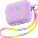 Matekxy for Airpods Pro 3 Case 2025 Cute - for Airpod Pro3 Generation Soft Silicone Cover with Lanyard & Keychain, Shockproof Scratch Resistant for Women,Perfect for Commuters and Travelers, Purple