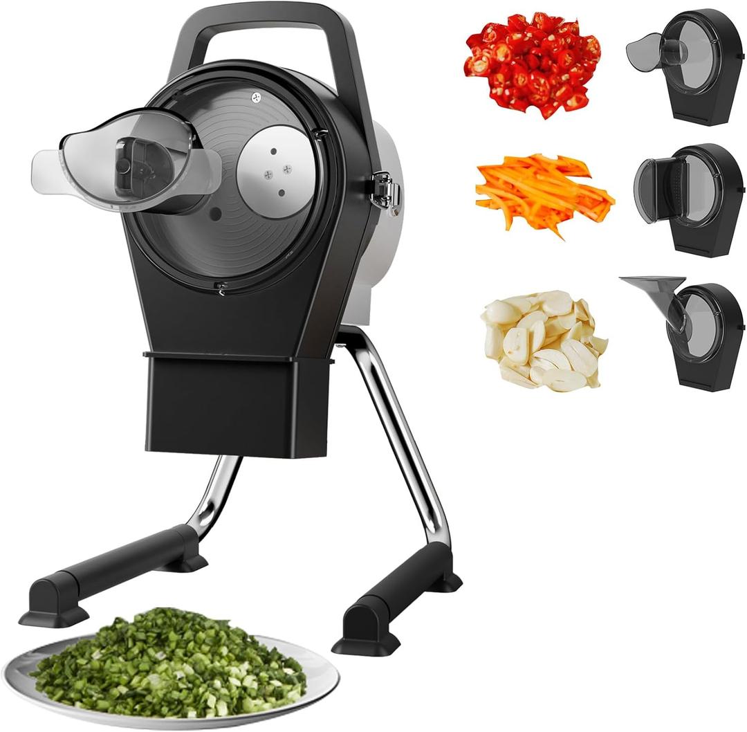 Electric Vegetable Chopper, 200W Commercial Vegetable Slicer, Scallion Cutter Food Processor With 3 Feed Ports, 1-5mm Adjustable Thickness, 6000RPM For Veggie Onion Garlic Ginger Chili Potato