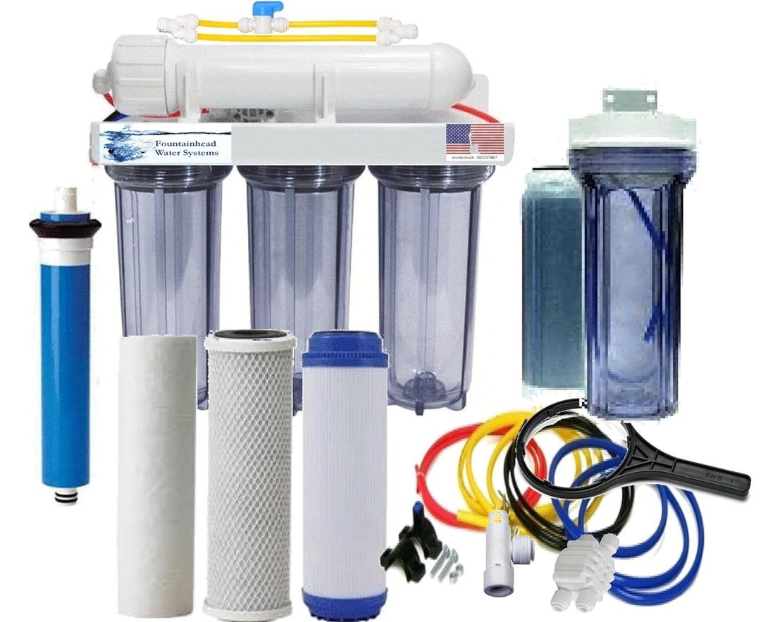 RO/DI Aquarium Reef System 5 Stage Clear Single DI Manual Flush Valve 75 GPD